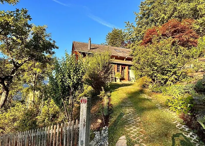 Gstaad Paradise View With Jacuzzi 木屋