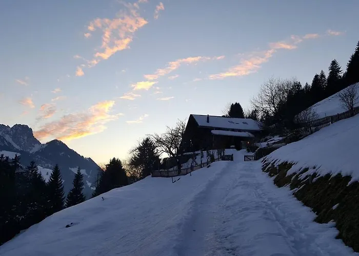 Gstaad Paradise View With Jacuzzi 木屋 *
